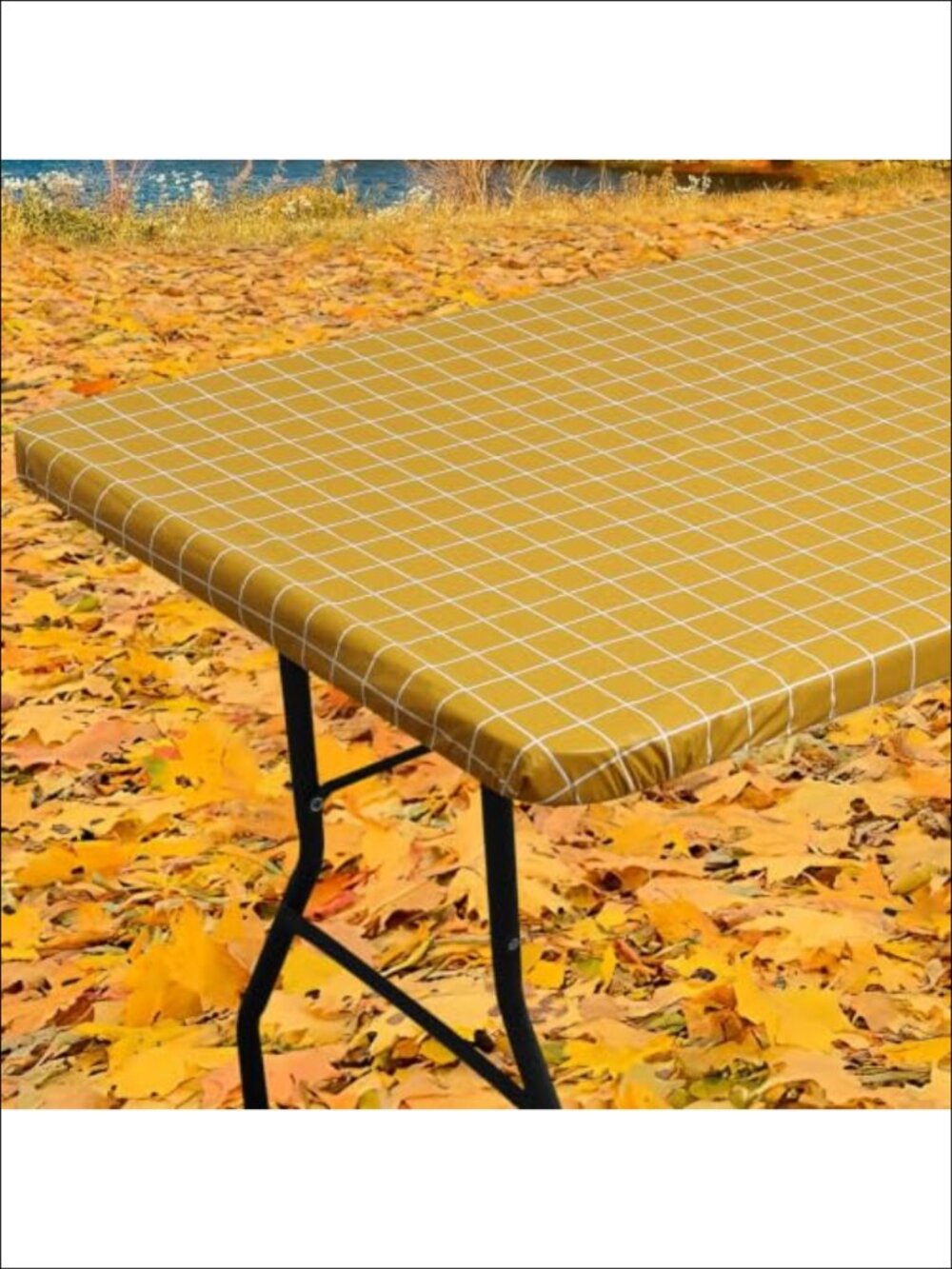Fitted Vinyl Tablecloth Flannel Backed Elastic Windproof Picnic Table Cover